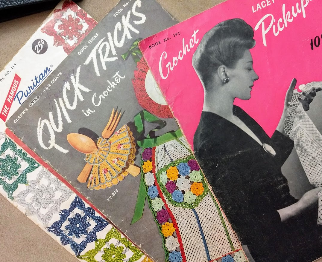 Vintage patterns from 1950 Puritan Crochet, Quick Tricks in Crochet and 1943 Crochet Lacy Pick ups