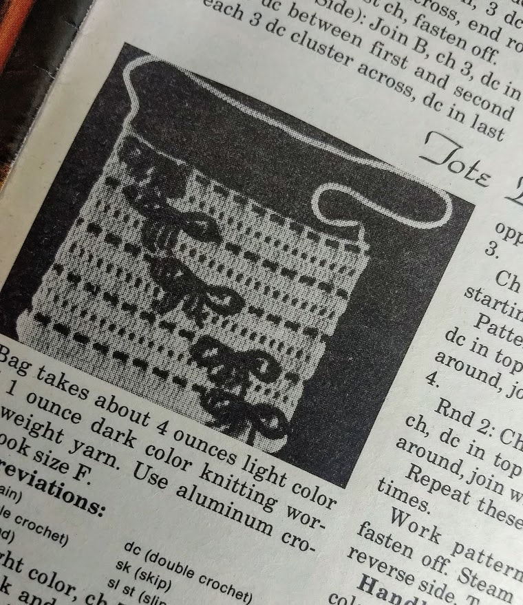 August 1974 Workbasket Magazine Tote Bag pattern