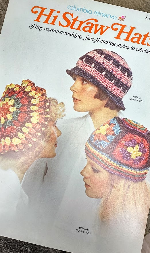 Columbia-Minerva HiStraw Hats front of leaflet with these patterns; Minnie, Frenchie, Bonnie