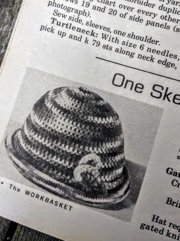 Workbasket Magazine vintage hat one skein pattern June 1977