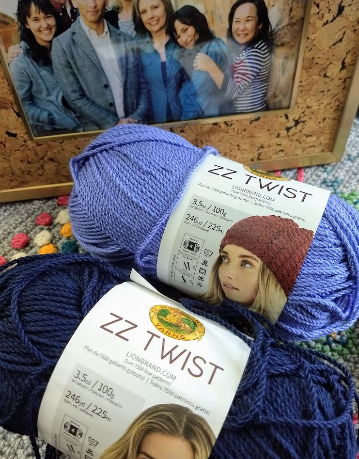 Lion Brand ZZ Twist in Periwinkle and Navy