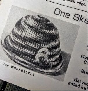 One skein hat vintage retro 1977 Workbasket Magazine June 